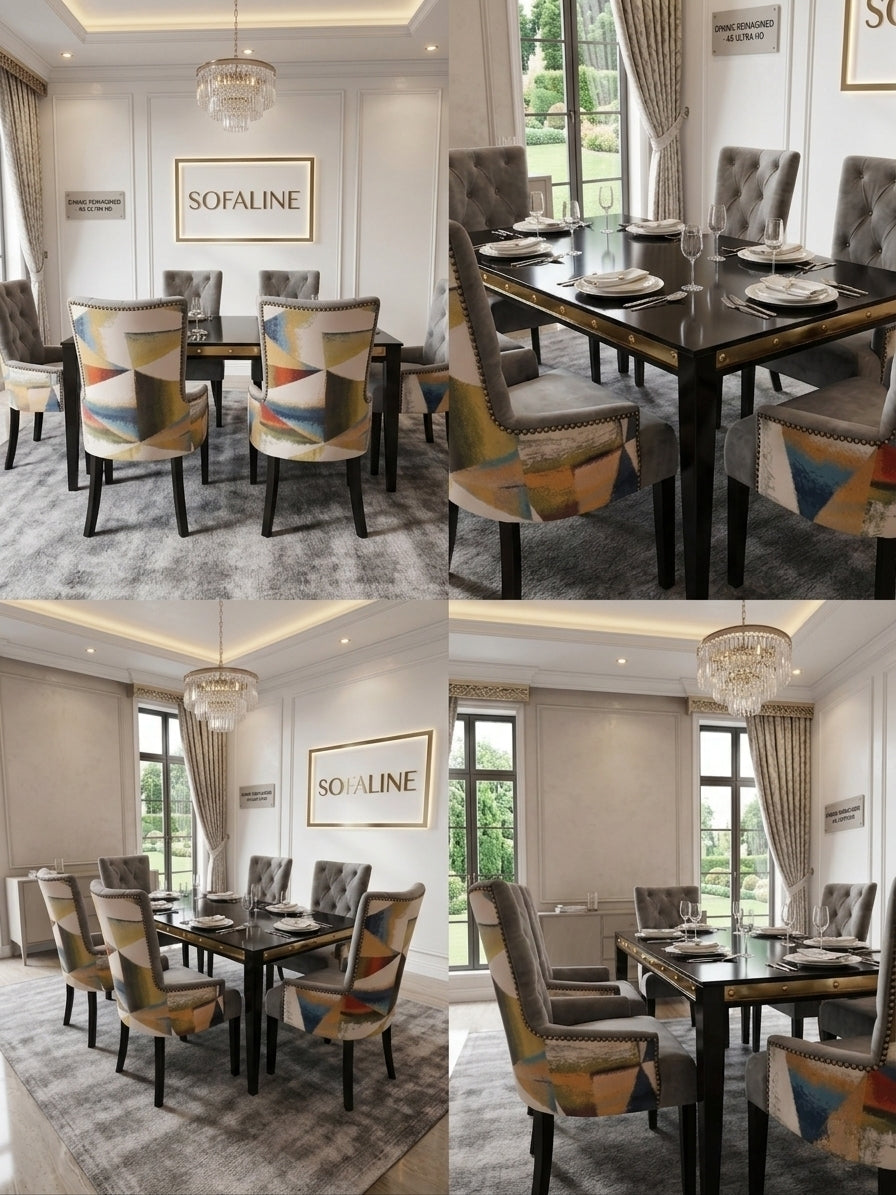 Dining table with 6 upholstered chairs